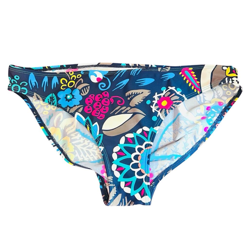 Boden Womens Bikini Bottom Swimwear US 10 Fun Colorful Floral Black Gardenia Pop